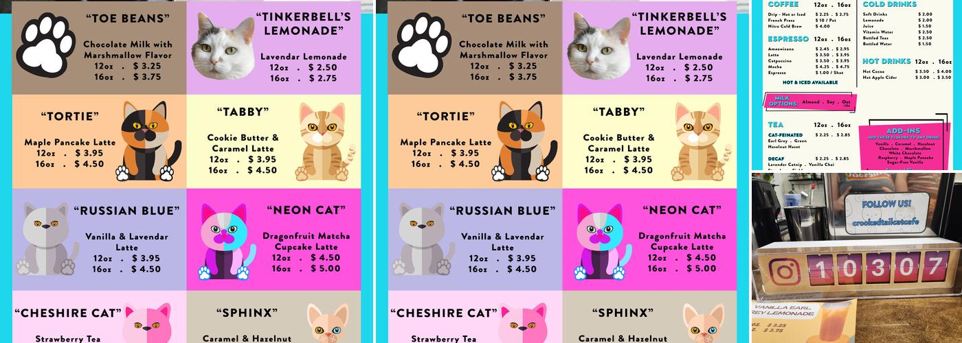 Crooked Tail Cat Cafe Menu
