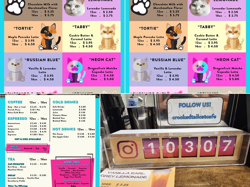 Crooked Tail Cat Cafe Menu