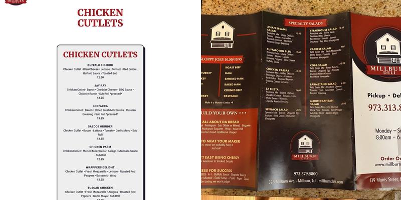 Millburn Deli Menu