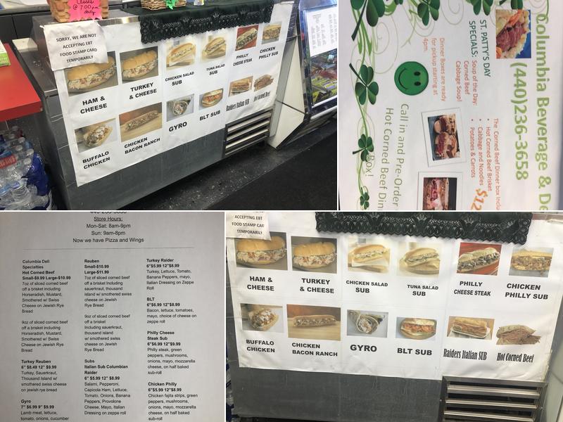 Columbia Beverage & Deli Menu