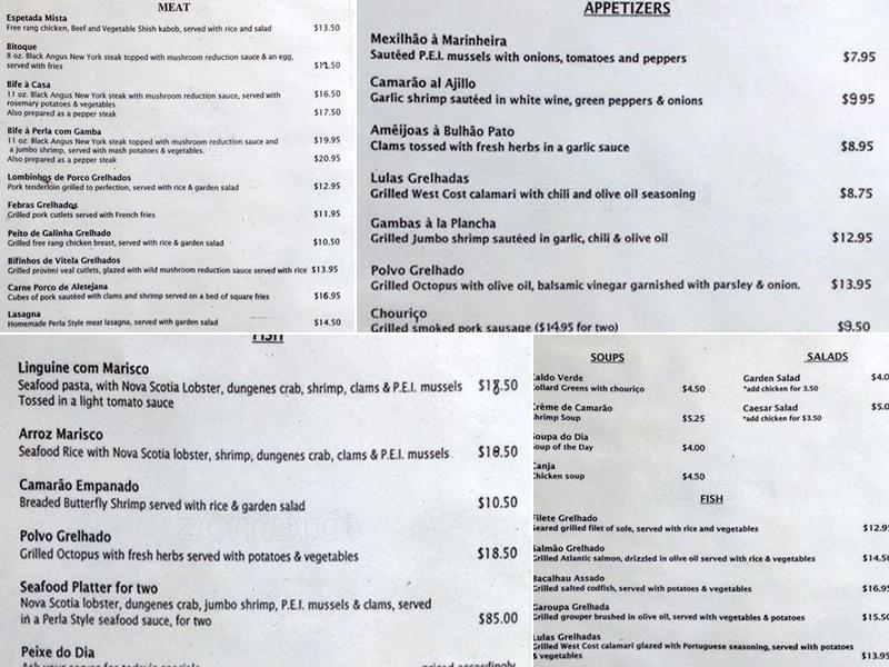 Perla Restaurant Menu