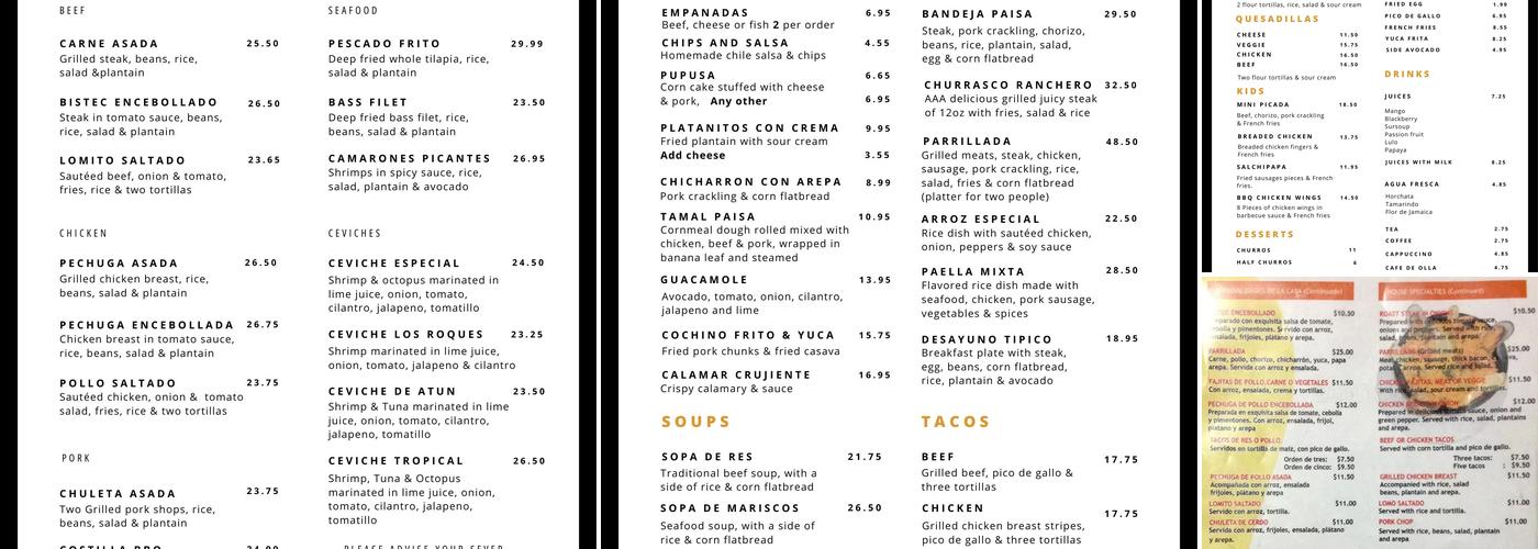 El Rancherito Menu