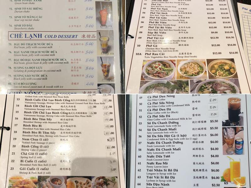 Pho Linh Menu