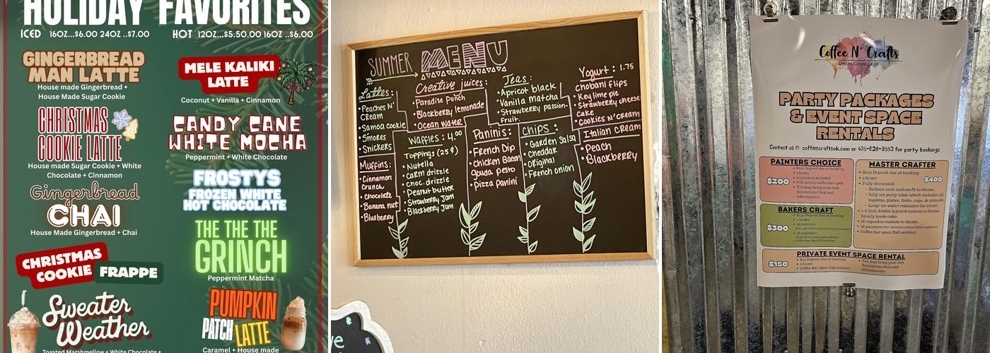 Coffee N' Crafts Menu