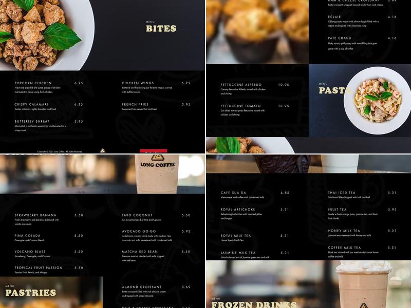 Long Coffee Menu