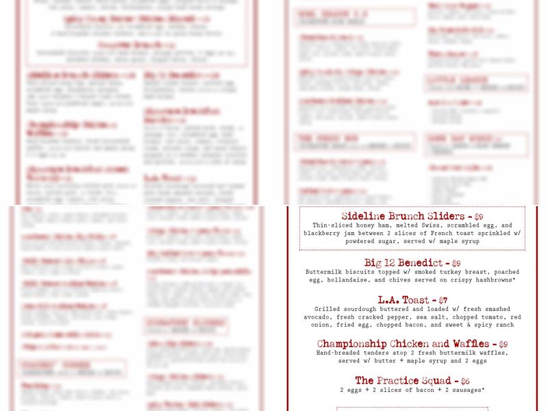 Sideline Bar & Grill Menu