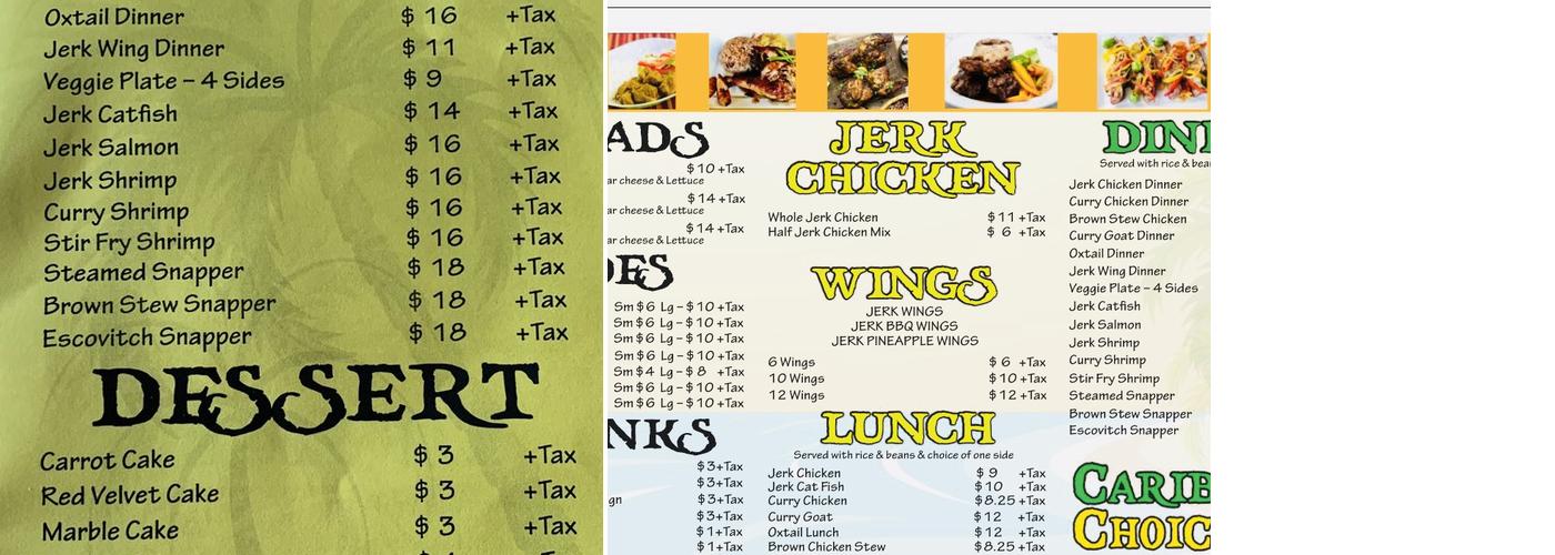 Caribbean Choice Menu