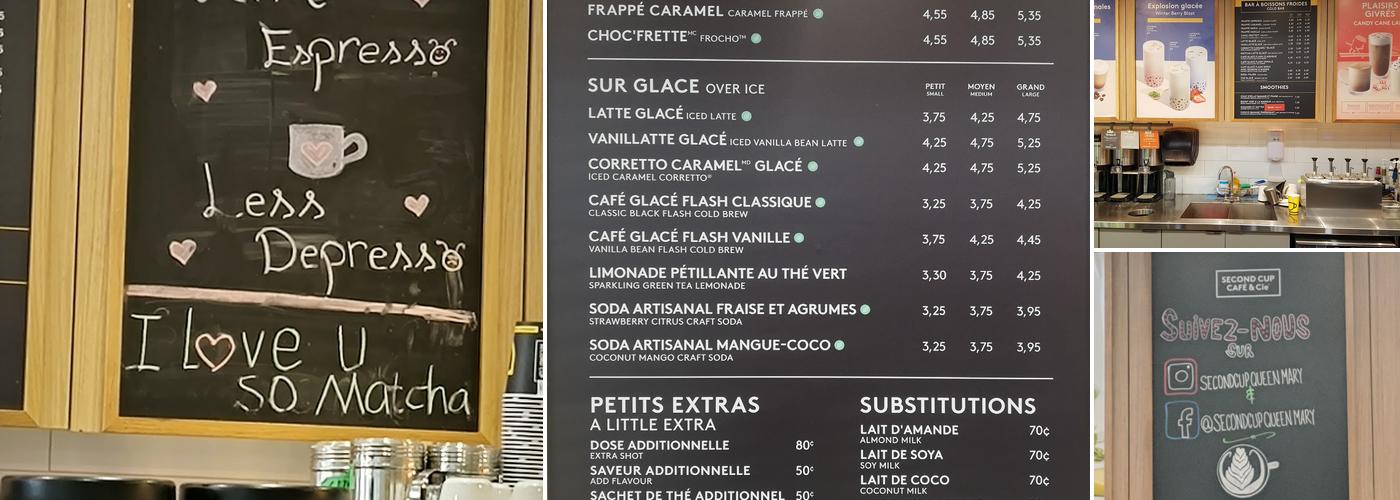 Second Cup Café Menu