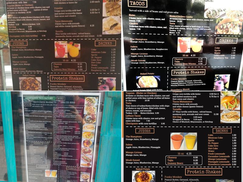 Container Taco Factory Menu