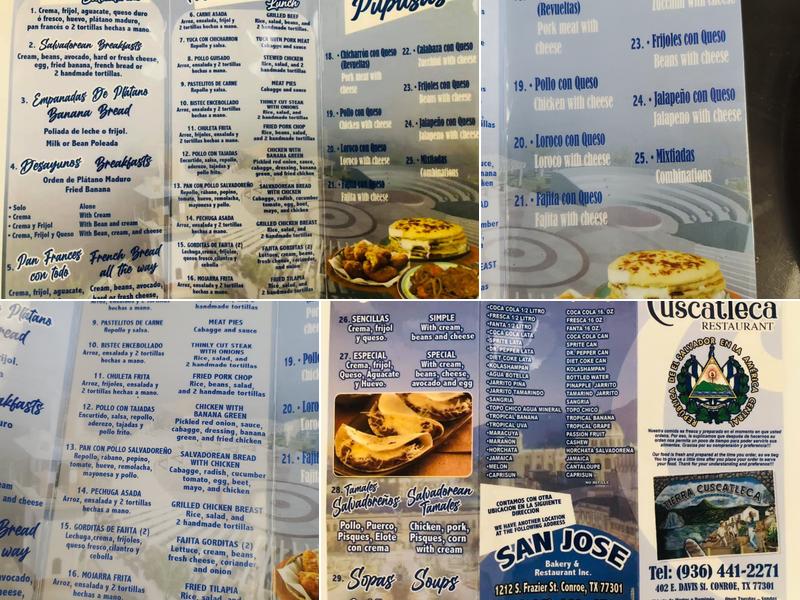 Tierra Cuscatleca Menu