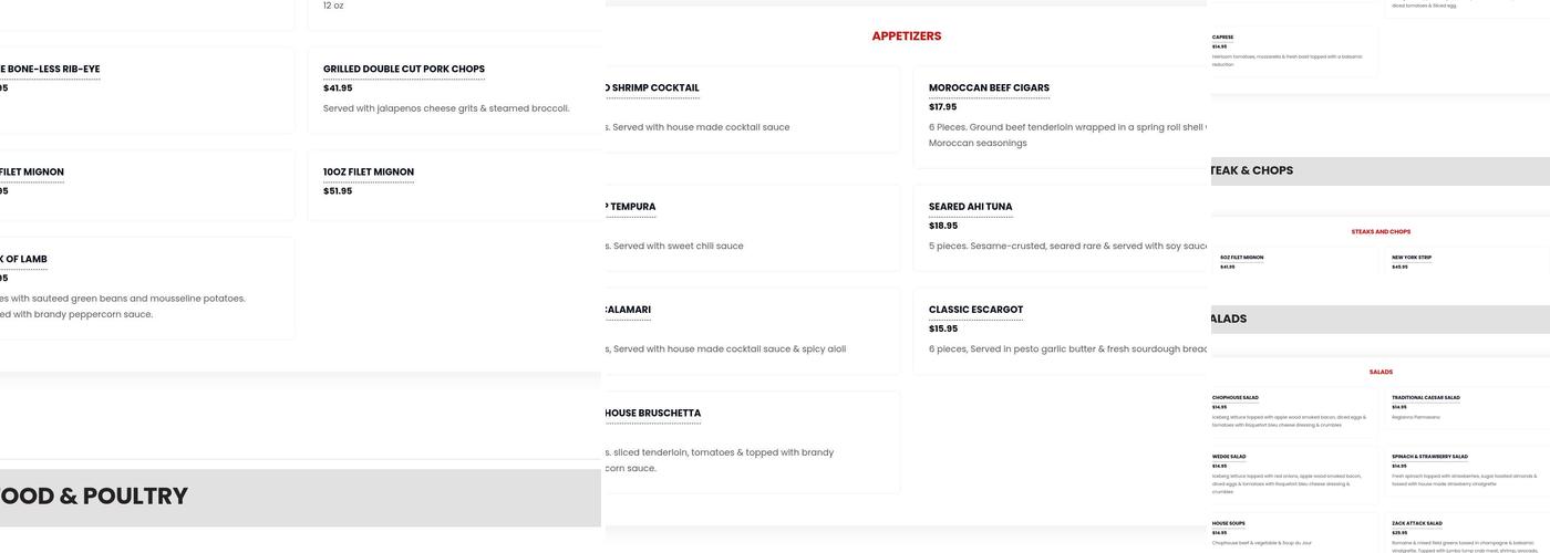 Keller Chophouse Menu