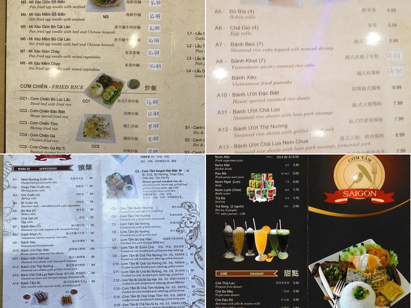 Com Tam Saigon Menu