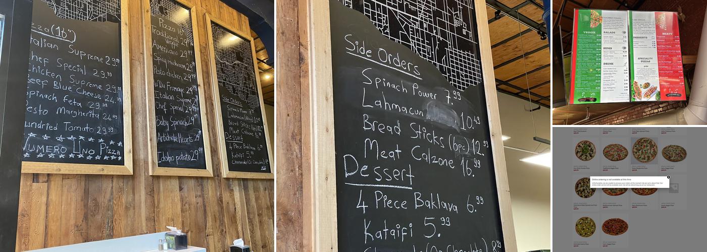 Numero Uno Pizza Menu