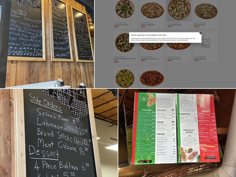 Numero Uno Pizza Menu