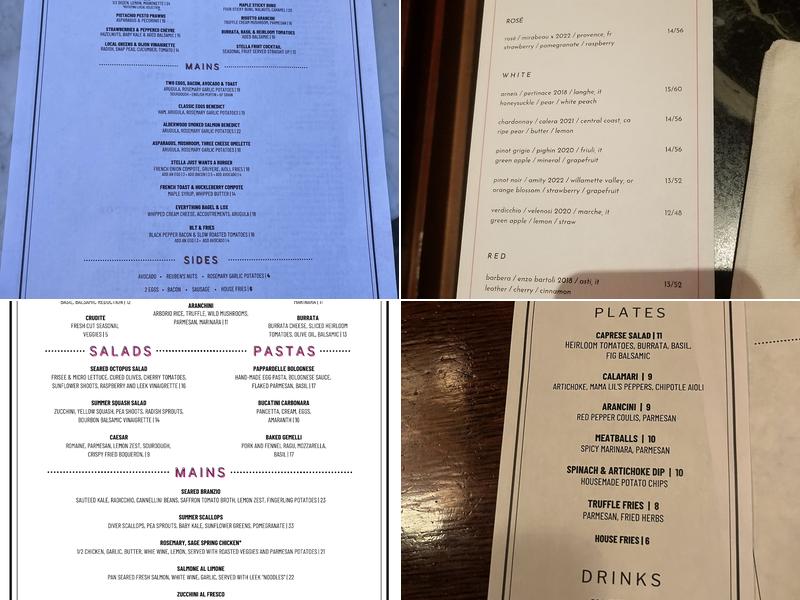 STELLA. Menu