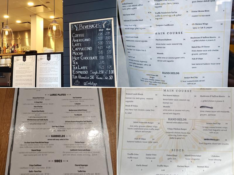 Soleil Bistro & Bar Menu