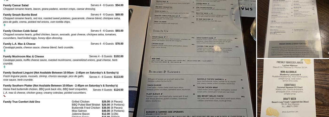 Smash Kitchen & Bar Menu