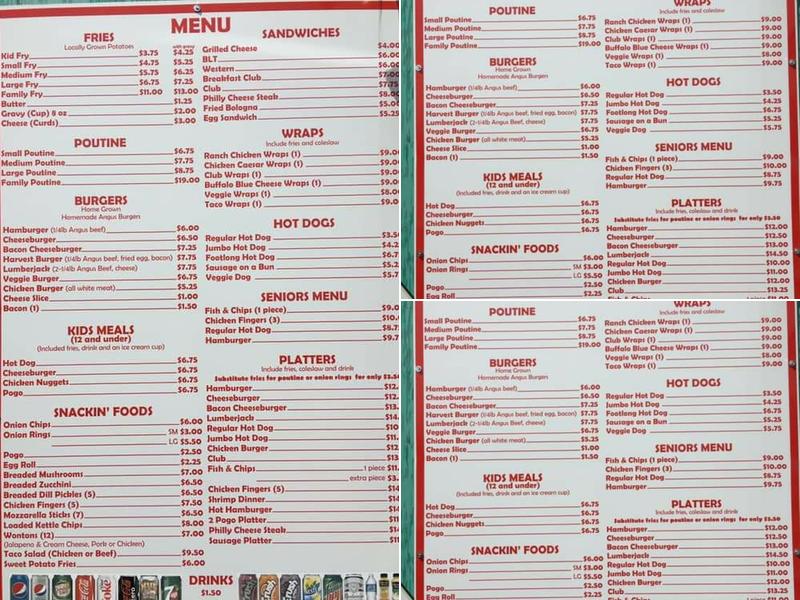 Baker’s Fries Menu