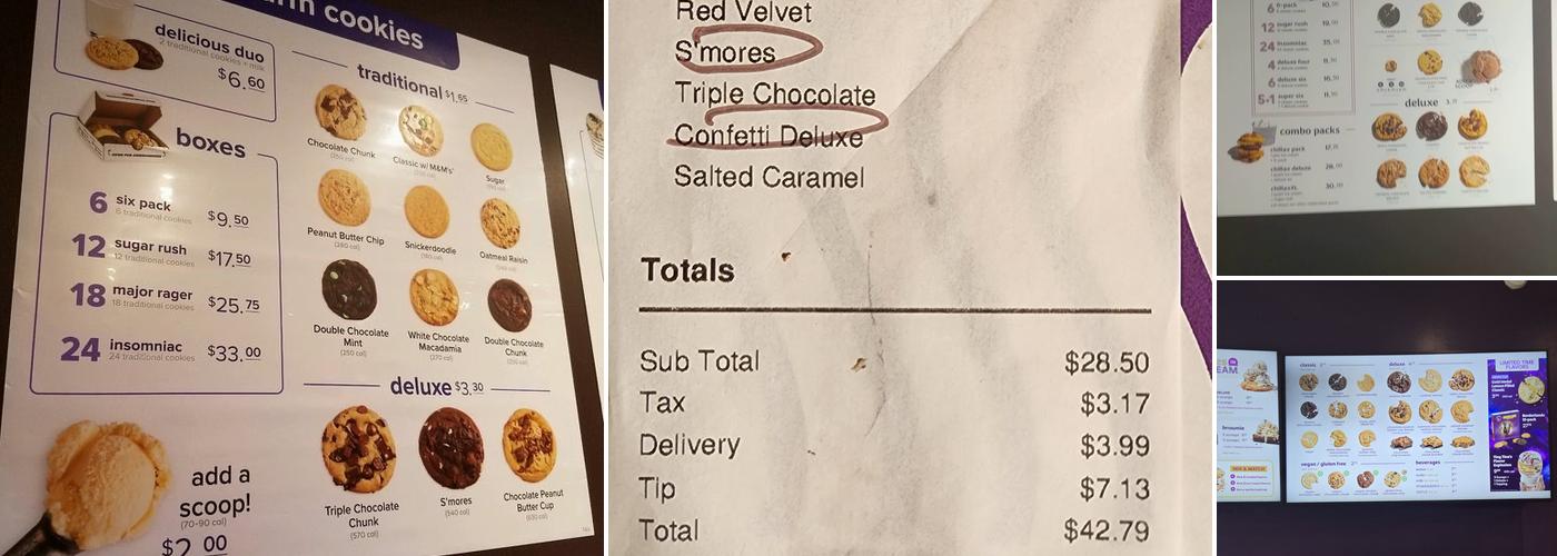 Insomnia Cookies Menu