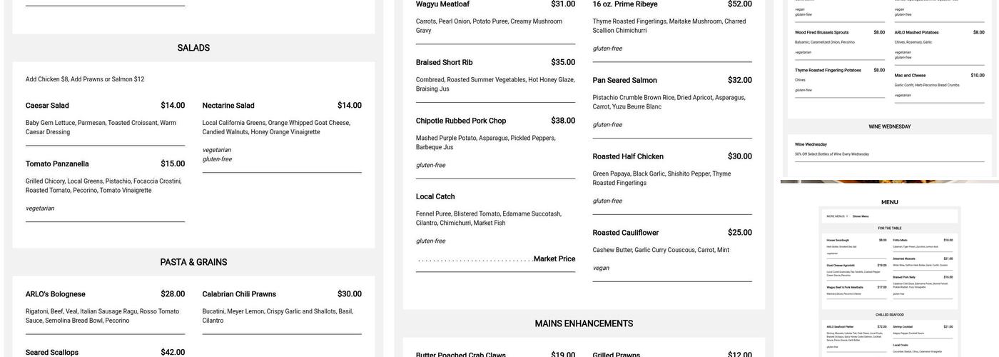 Arlo Menu