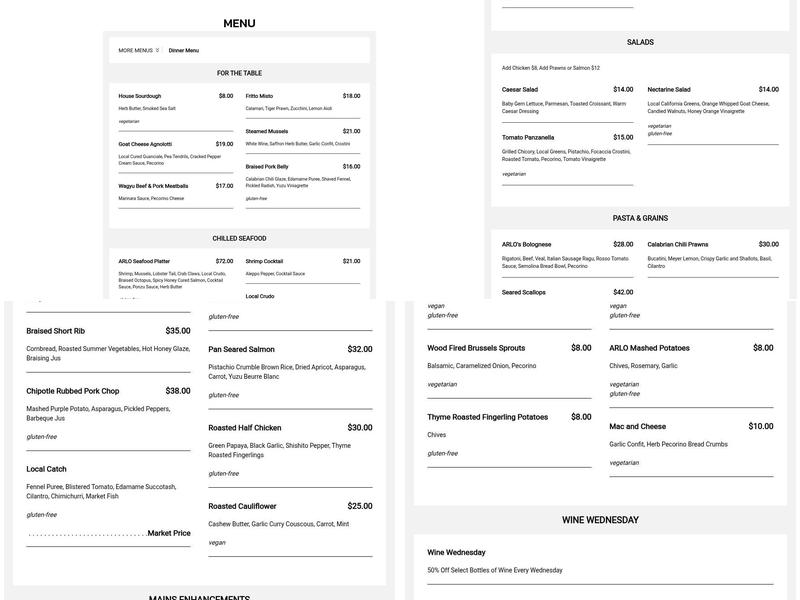 Arlo Menu