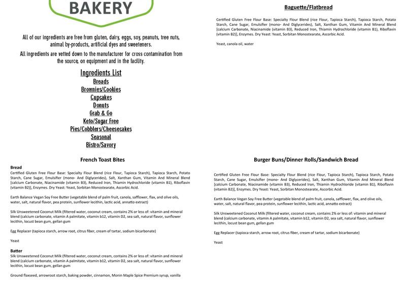 HaleLife Bakery Menu