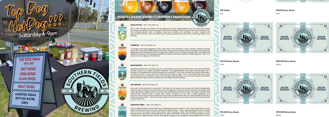 Southern Fields Brewing Menu