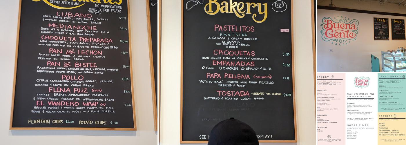 Buena Gente Cuban Bakery Menu