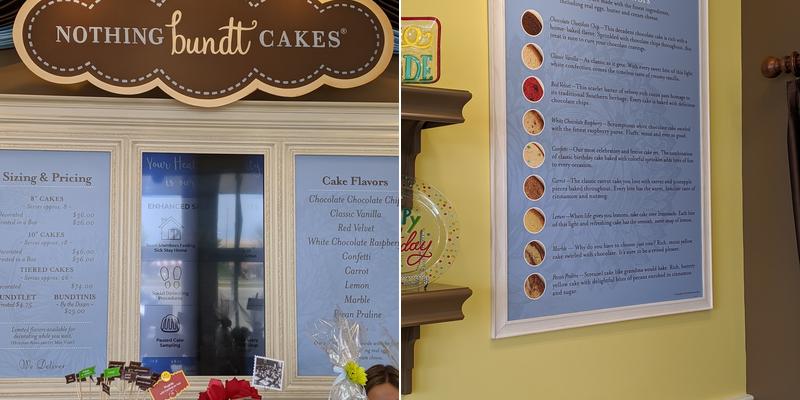 Nothing Bundt Cakes Menu