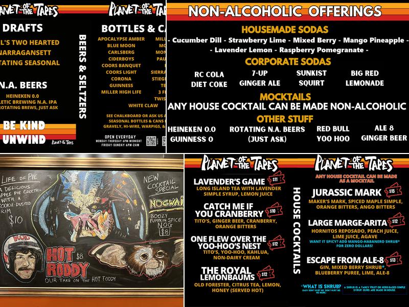 Planet of the Tapes Menu