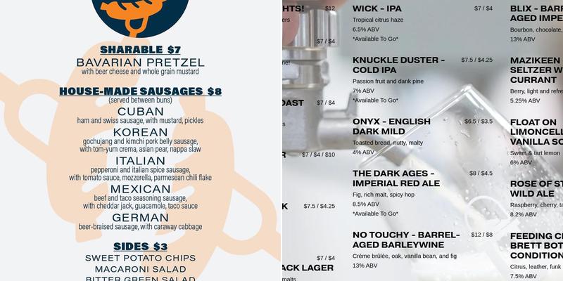 Pathlight Brewing Menu