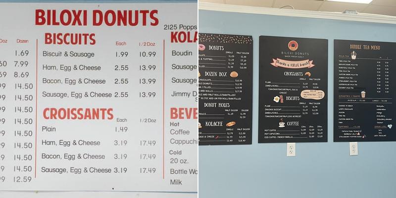 Biloxi Donuts Menu