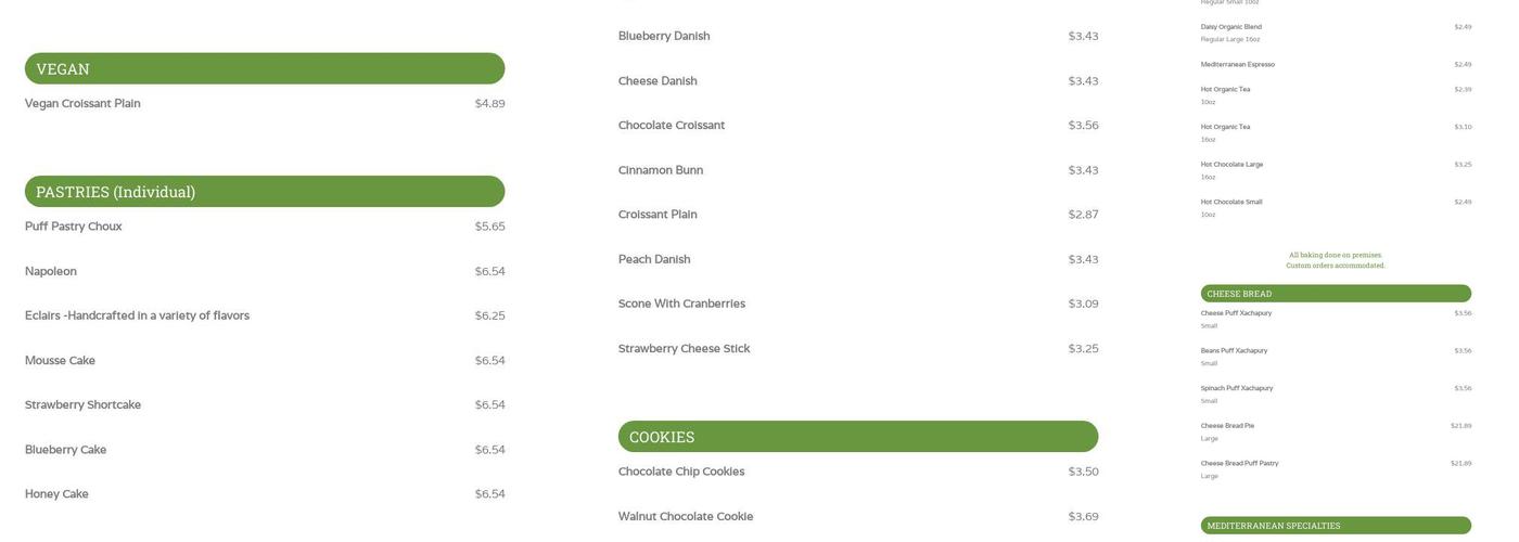 Daisy Organic Bakery Menu
