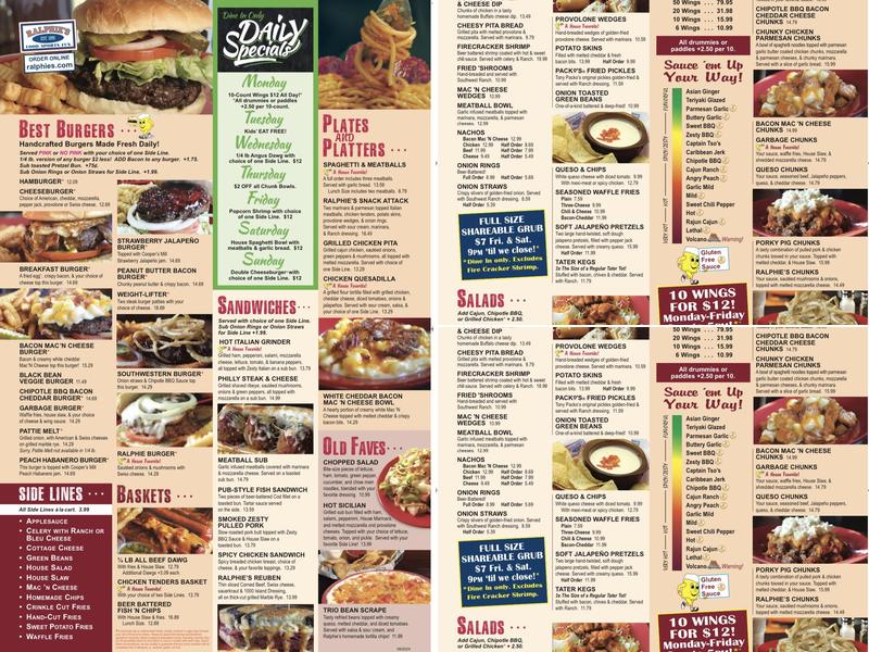 Ralphie's Sports Eatery Menu