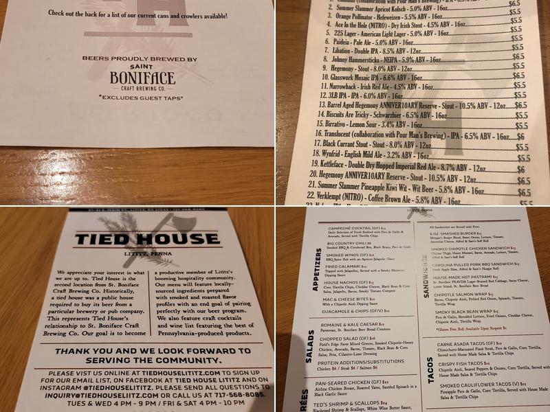 Tied House Menu