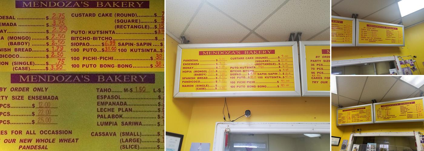 Mendoza's Bakery Menu