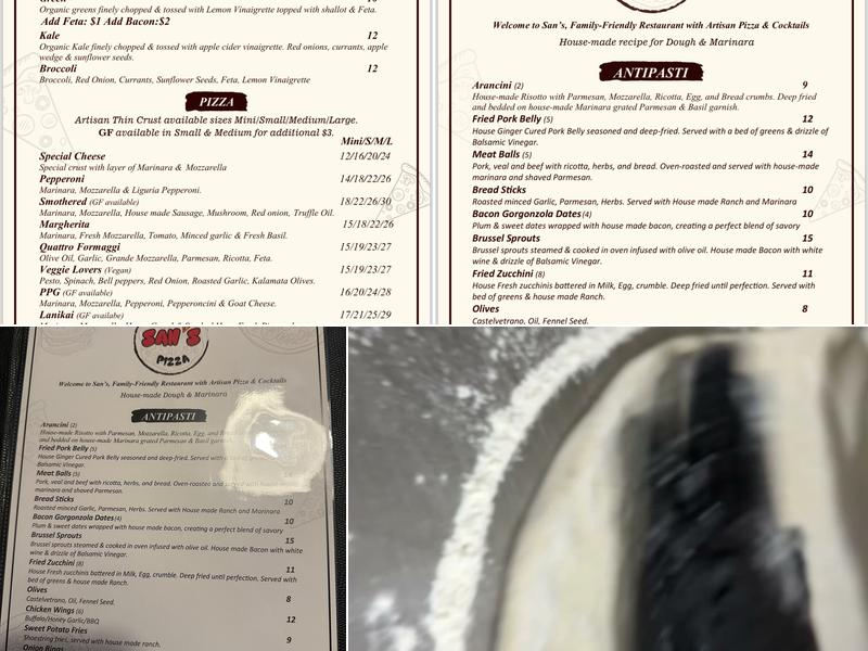 San’s Pizza Menu