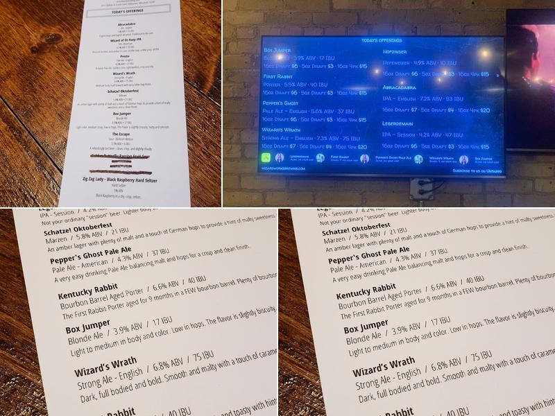 Wizard Works Brewing Company Menu