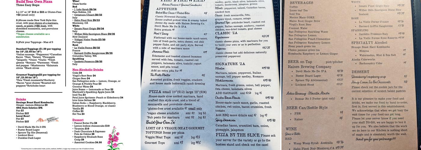 Fireweed Menu