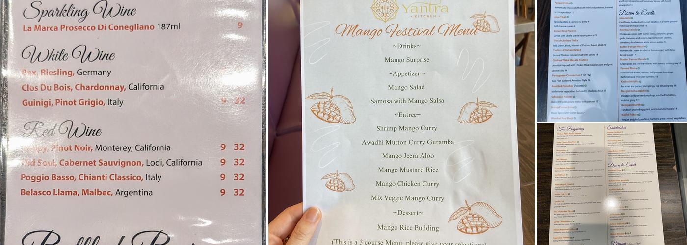 Yantra Kitchen Menu