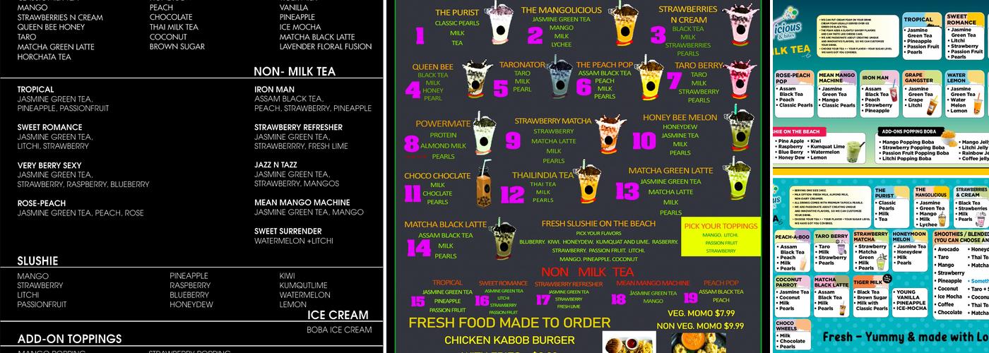 Bobalicious and Bites Menu