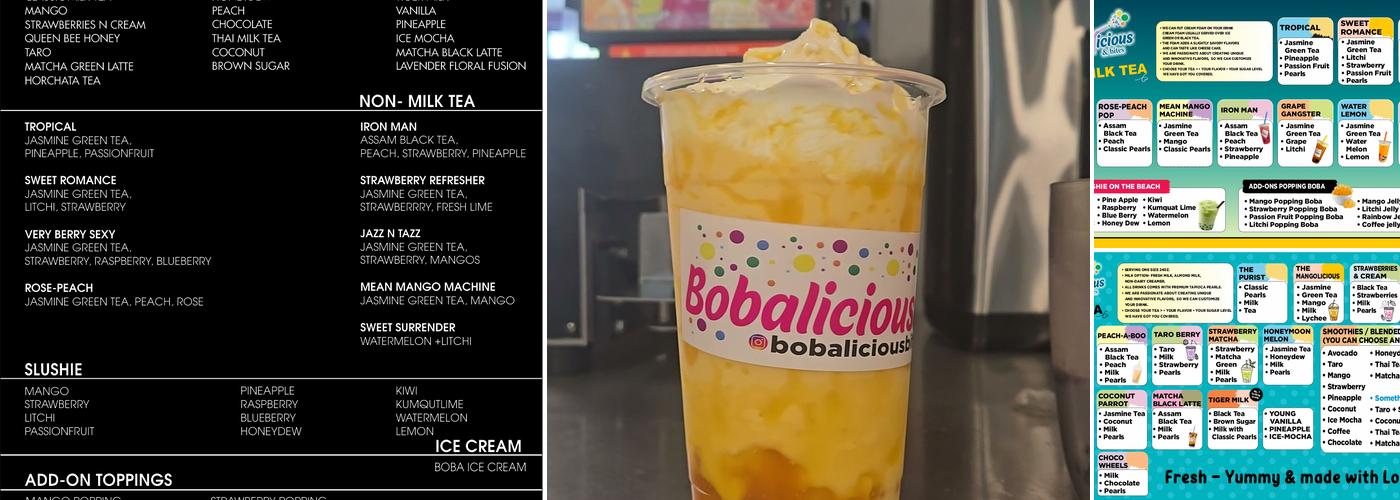 Bobalicious and Bites Menu