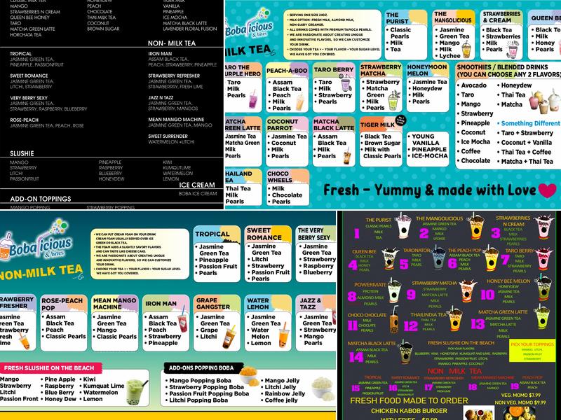 Bobalicious and Bites Menu