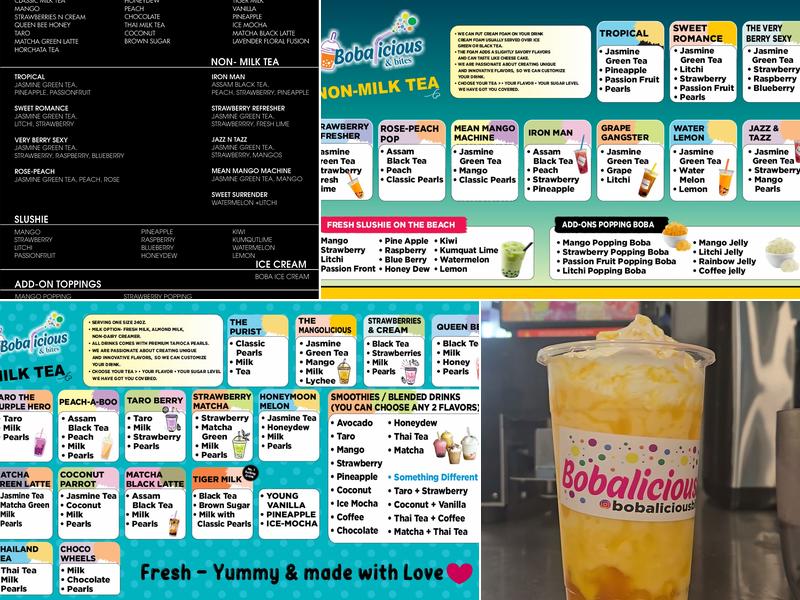 Bobalicious and Bites Menu