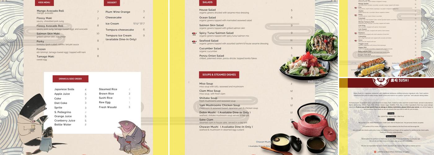 Kaoru Sushi Menu