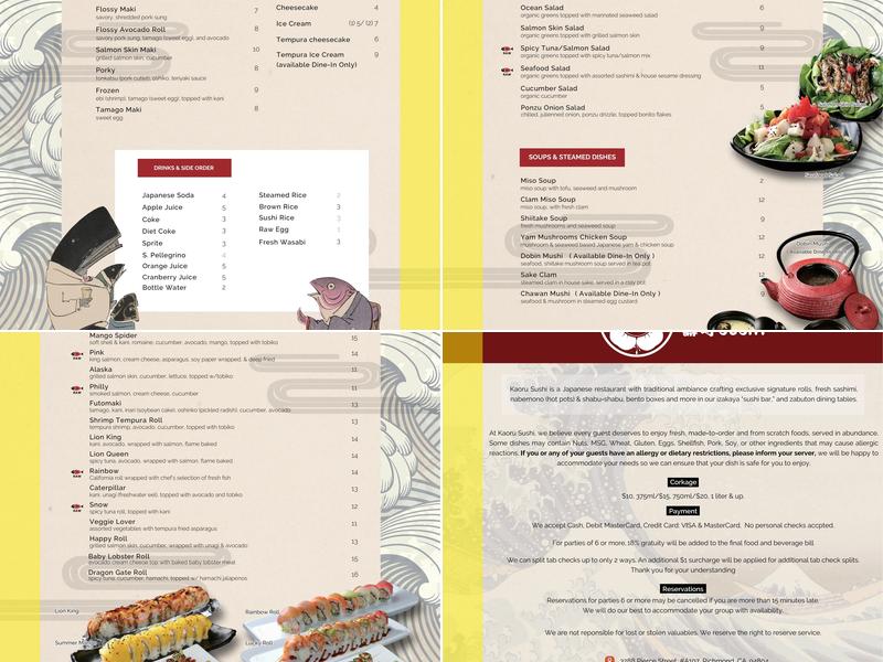 Kaoru Sushi Menu