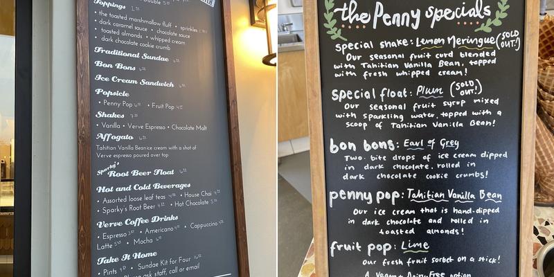 The Penny Ice Creamery - Aptos Village Menu