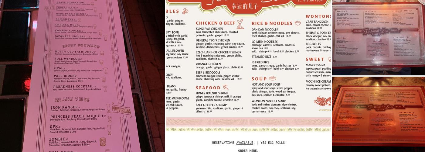 Fortunate Son Chinese Menu