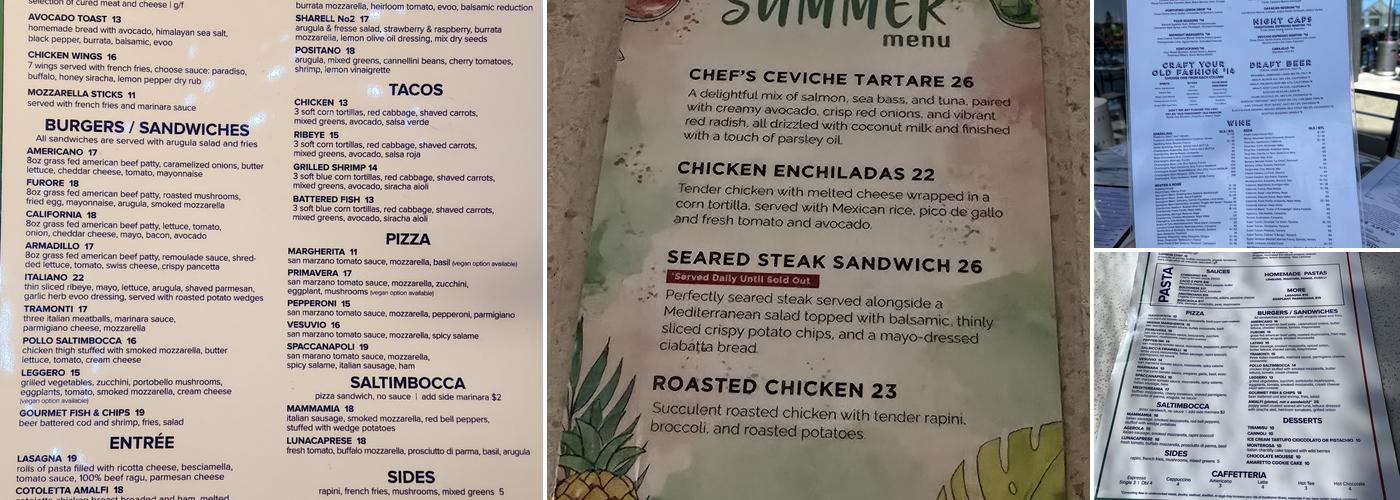 Amalfi Marina Bar (Dockside) Menu