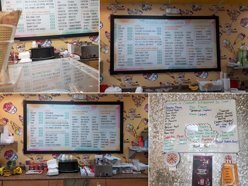 Cleveland’s Old Fashion Ice Cream Menu